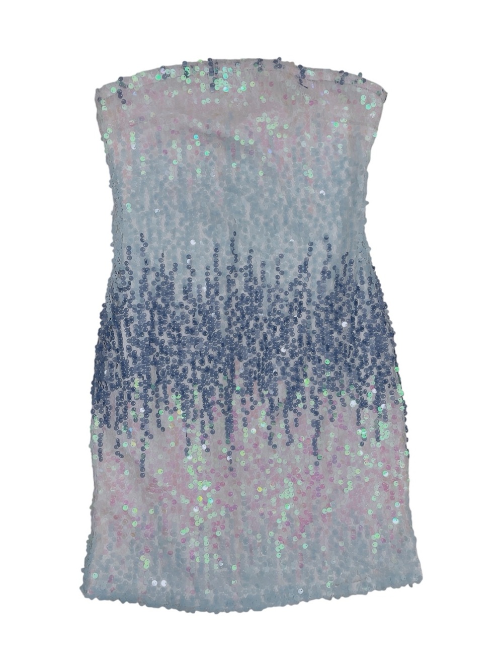 Canton Walker Anastasia Sequin Strapless Ombre Mini Dress in White Blue - Picture 4 of 4